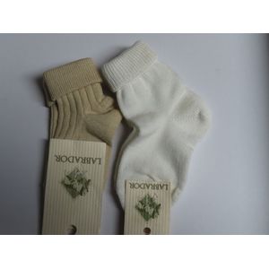Sokken - 2 Pack - Unie - 1x Wit + 1 x beige - Effen - Overslag - 17 / 18