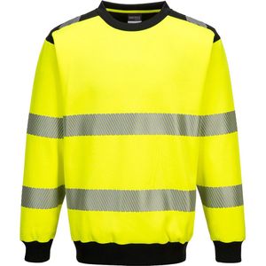 PW379 - PW3 Hi-Vis Sweatshirt met ronde hals Geel/zwart maat XL