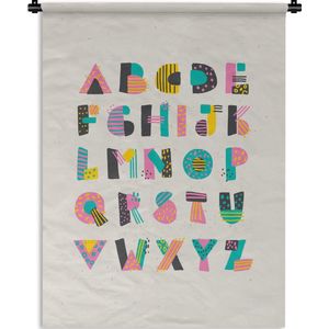 Wandkleed Alfabet  - Illustratie van het alfabet in vrolijke kleuren Wandkleed katoen 90x120 cm - Wandtapijt met foto