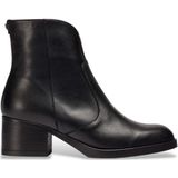 Wonders - G-6253 - Leren Enkellaarsjes - Zwart - 3 tot 5 cm - Ritssluiting - Casual