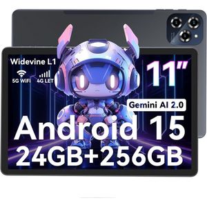 BESTTAB - W90 - Tablet - 11 Inch - 24GB RAM - 256GB ROM - 8000 mAh - Android 15 - WIFI 6 - Touchscreen - Dubbele Simkaart - Grijs