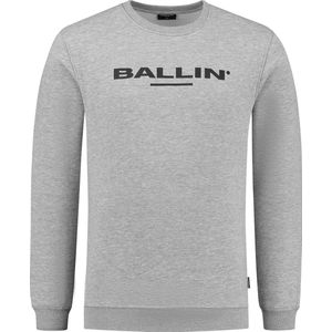 Ballin Amsterdam - Heren Slim fit Sweaters Crewneck LS - Grey - Maat S