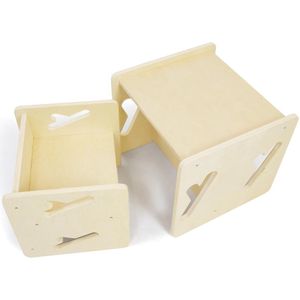 TheLau ® Houten Montessori Kindermeubelset voor Creatief en Educatief Gebruik, Compleet met Tafel en Twee Stoelen