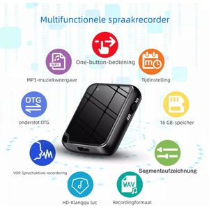 dictafoon voice recorder Dictafoon - MP3-speler HD-ruisonderdrukking - recorder voor lange afstanden recorder - voor zakelijke bijeenkomsten - Spionage-luisterapparaat - bug-voicerecorder - adventskalender 2025