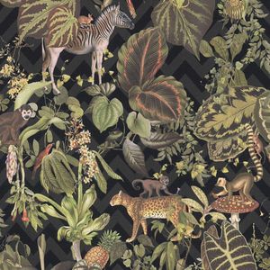 DIEREN EN BLADEREN BEHANG | Jungle & Dieren - zwart meerkleurig - A.S. Création MICHALSKY