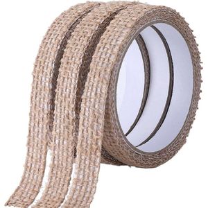 3 rollen linnen lint - 15 cm breed - jute decoratief maskeerlint - ambachtelijke bekleding - zelfklevende tape - scrapbooking - handwerk .