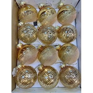 S&L Luxe Christmas Gifts kerstballenset met glitters - 12stuks - 8cm - onbreekbaar - kerstversiering - kerstballen