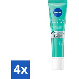NIVEA - Nacht Exfoliant - DERMA Huidzuiver Dagelijkse Verzorging - Met Salicylzuur (AHA), Glycolzuur & Niacinamide - Tegen Acne & Mee-eters - 40 ml - Voordeelverpakking - 4 stuks