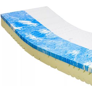 Ergo-GEL 50 GEL matras H3 Middel/stevig - eenpersoons 100x200 - 5 cm gel laag SG50 - 2D HR koudschuim SG50 - 21cm dik - Tijk wasbaar op 60 graden gewatteerd met 400 g/m² Thermostar