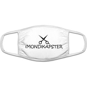 (Mond) kapster mondkapje | grappig | kapsalon | kapper | gezichtsmasker | bescherming | bedrukt | logo | Wit mondmasker van katoen, uitwasbaar & herbruikbaar. Geschikt voor OV