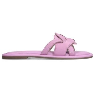 Sacha - Dames - Roze leren slippers - Maat 39