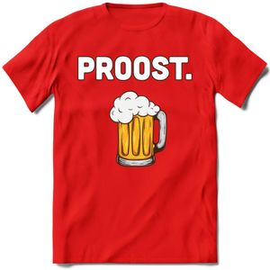 Proost T-Shirt | Bier Kleding | Feest | Drank | Grappig Verjaardag Cadeau | - Rood - L