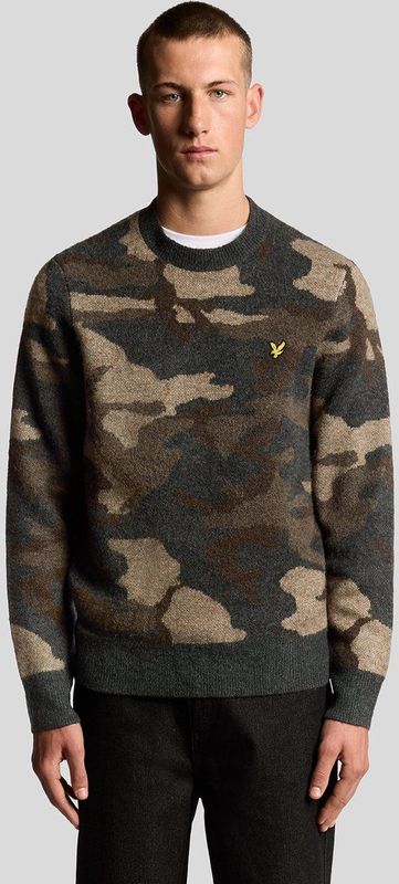Lyle & Scott - Truien - Veelkleurig - Geborstelde Camouflage Ronde Hals Trui