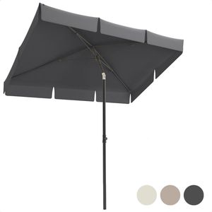 LifeGoods Parasol - Balkonparasol - 200x125cm - 30° Kantelbaar - Waterdicht - met Hoes - Donkergrijs