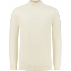 Purewhite - Heren Regular fit Knitwear Halfzip LS - Ecru - Maat S