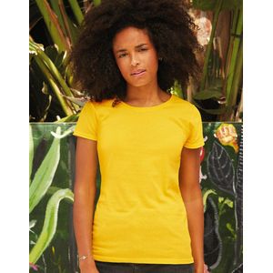 Fruit Of The Loom Lady-Fit Dames Sofspun® T-shirt - Geel - Extra Large
