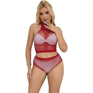 SUBBLIME - 952402 BODYSTOCKING VISNET SET MET ROZE DIAMANTEN ONE SIZE | LINGERIE | LINGERIESET | SEXY LINGERIE | EROTISCHE LINGERIESET