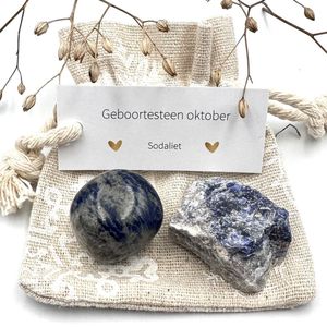 Geboortesteen oktober - Sodaliet sneeuw combi edelstenen-kristallen-verjaardag-cadeau voor hem/haar-geluksbrenger- geboorte gift-gefeliciteerd-vriendschap