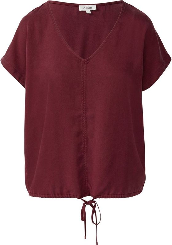 s.Oliver - Blouseshirt - Bordeaux - Knoopsluiting - Losse Pasvorm