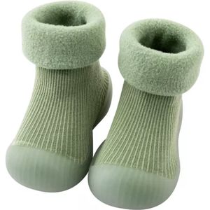 Fleece Anti-slip schoentjes - Sok sloffen - Eerste loopschoentjes van Baby-Slofje - Effen groen - maat 24/25