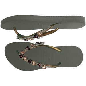 Uzurii - Heart Bronze - Teenslippers - Legergroen - PVC