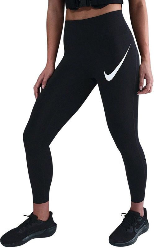 Nike - Tempo Swoosh Run - Sportlegging - Zwart - Dames - Lang