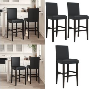 vidaXL Barstoelen 2 st massief rubberhout en kunstleer - Barstoel - Barstoelen - Barkruk - Cafestoel