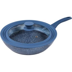 Orange Donkey NutriPan Koekenpan met Universele Deksel - Ø28 cm - Blauw - Aluminium - Antiaanbaklaag op waterbasis - Inductie Bakpan - PFOA en PTFE vrij - oven en vaatwasser bestendig