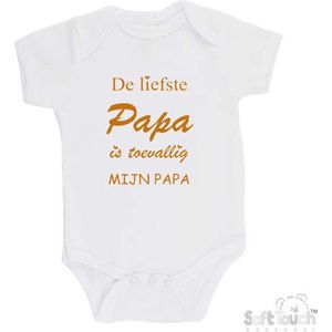 100% katoenen Romper ""De liefste papa is toevallig mijn papa"" Unisex Katoen Wit/tan Maat 62/68