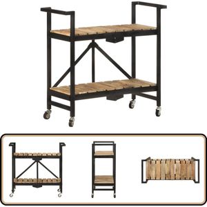 vidaXL Keukentrolley - Mangohout - 87x36x81 cm Keuken Trolley - Mangohouten Trolley - Kookeiland Trolley - Servies Trolley - Multifunctionele Trolley
