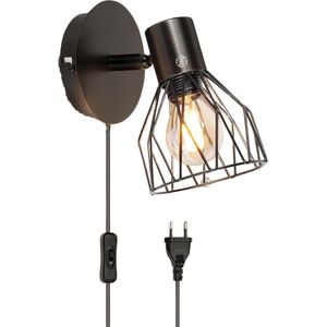 Equivera Wandlamp Binnen Met Snoer - Wandlamp - Muurlamp - Wandlamp Binnen Woonkamer - Wandlamp Kinderkamer - Wandlamp Met Snoer - Wandlamp Met Stekker