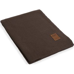 Knit Factory Jesse Gebreid Plaid - Woondeken - plaid - Wollen deken - Kleed - Dark Taupe - 160x130 cm