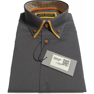 Arya Brand - Herenoverhemd - Antraciet - Harde Kraag - Katoen