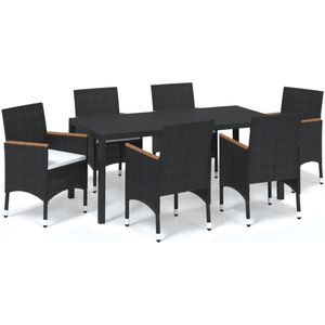 vidaXL 7-delige Tuinset - Poly Rattan - Zwart Tuinstoel - Tuinset - Lounge Set - Buitendecoratie - Outdoor Furniture