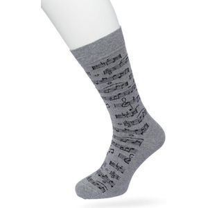 Bonnie Doon Heren Sokken met Muziek Print maat 40/46 Grijs - Thema Sokken - Muzieknoten - Cadeau Sokken - Zacht Katoen met Gladde Teennaad - Comfortabel - Perfect Cadeau - Medium Grey Heather - BT992132.112