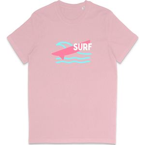 T Shirt Heren Dames - Surf - Grafische Print - Roze- XS