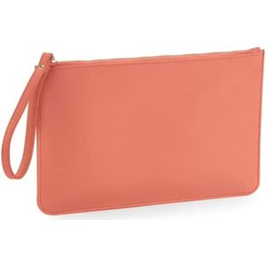 Boutique Accessory Pouch soft zacht grijs handtasje Koraal oranje