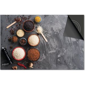 Inductie beschermer 83x51,5 - afdekplaat inductie mat - Dietrix Kookplaat beschermer - Exclusief - Kruiden en Lepels - Schaaltjes rijst en kruiden