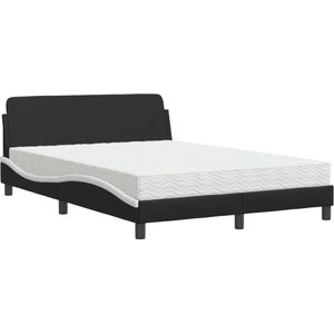 vidaXL-Bed-met-matras-kunstleer-zwart-en-wit-140x200-cm