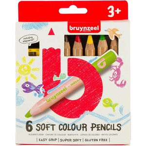 Bruynzeel Kids zachte kleurpotloden set 6