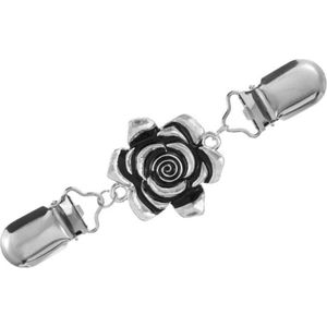 Fako Bijoux® - Vestsluiting - Vestclip - Sjaalspeld - Vestklem - Bloem - Roos - Plat - Zilverkleurig