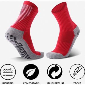 THR Gripsokken - Gripsokken voetbal - Gripsocks - Unisex - Rood - One Size voor alle teamsporten!