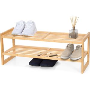 Brixy Schoenenrek - 2 Lagen - Bamboe Schoenenrek - Schoenenkast - Voor 9 Paar Schoenen - Hout