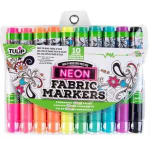 Tulip Permanent fabric markers brush tip Neon 10stuks