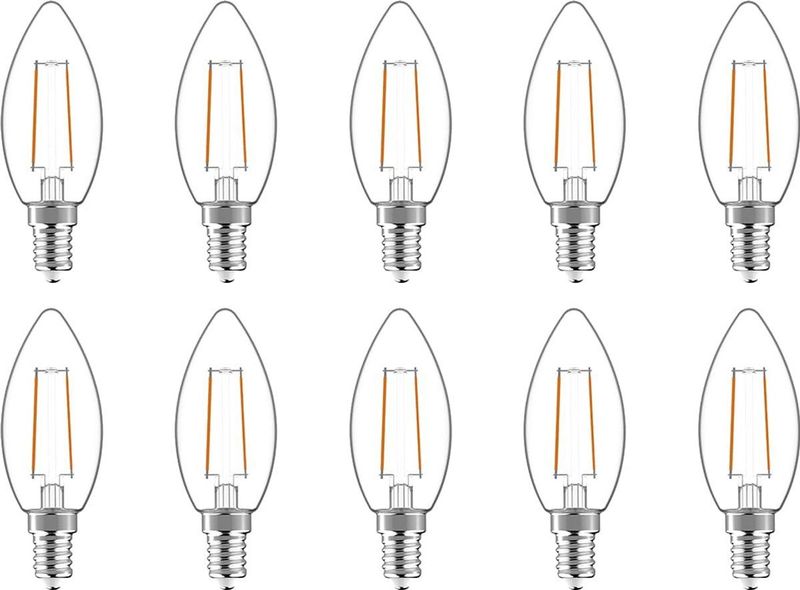 Avide E14 LED Filament Lamp - Extra Warm Wit - 2.5W - 250lm - LED Kaarslamp B35 - 10 stuks