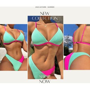 Bikini Dames -Bikini Sets - Zacht Stof Bikini - Bikini Zomer 2023 - Blauw/Rood- Maat L