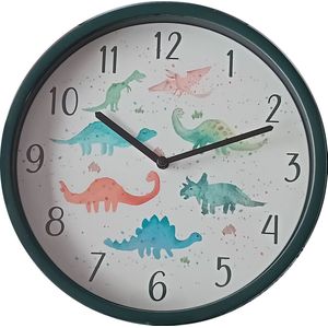 Dinosaurus Wandklok - 22cm - klok - analoog - groen - kinderkamer - decoratie - excl. baterijen