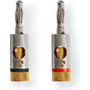 Nedis Banaanstekker - Recht - Male - Verguld - Schroef - Diameter kabelinvoer: 3.0 mm - Metaal - Goud - 2 Stuks - Envelop