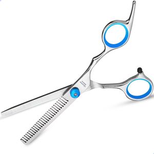 Christian Deluxe® Professionele Effileerschaar - Uitdunschaar - Uitdunschaar kapper RVS - Kappersschaar - Schaar - Blauw - Coupeschaar - Haar - Knipschaar - Knippen - Kapper Set - Kapper - Premium Uitdun Schaar - Ergonomisch