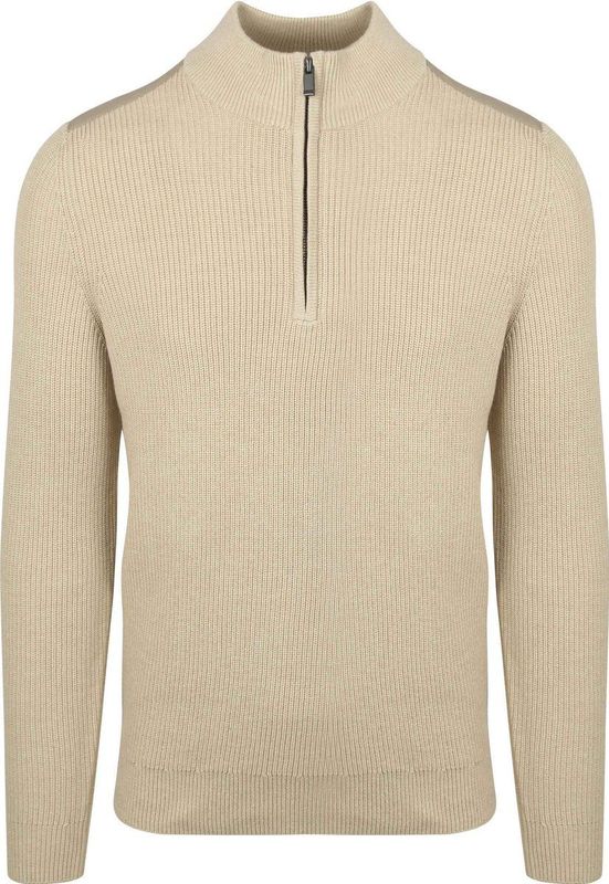 Suitable - Schipperstrui - Ecru - Half Zip - Heren - Slim-Fit